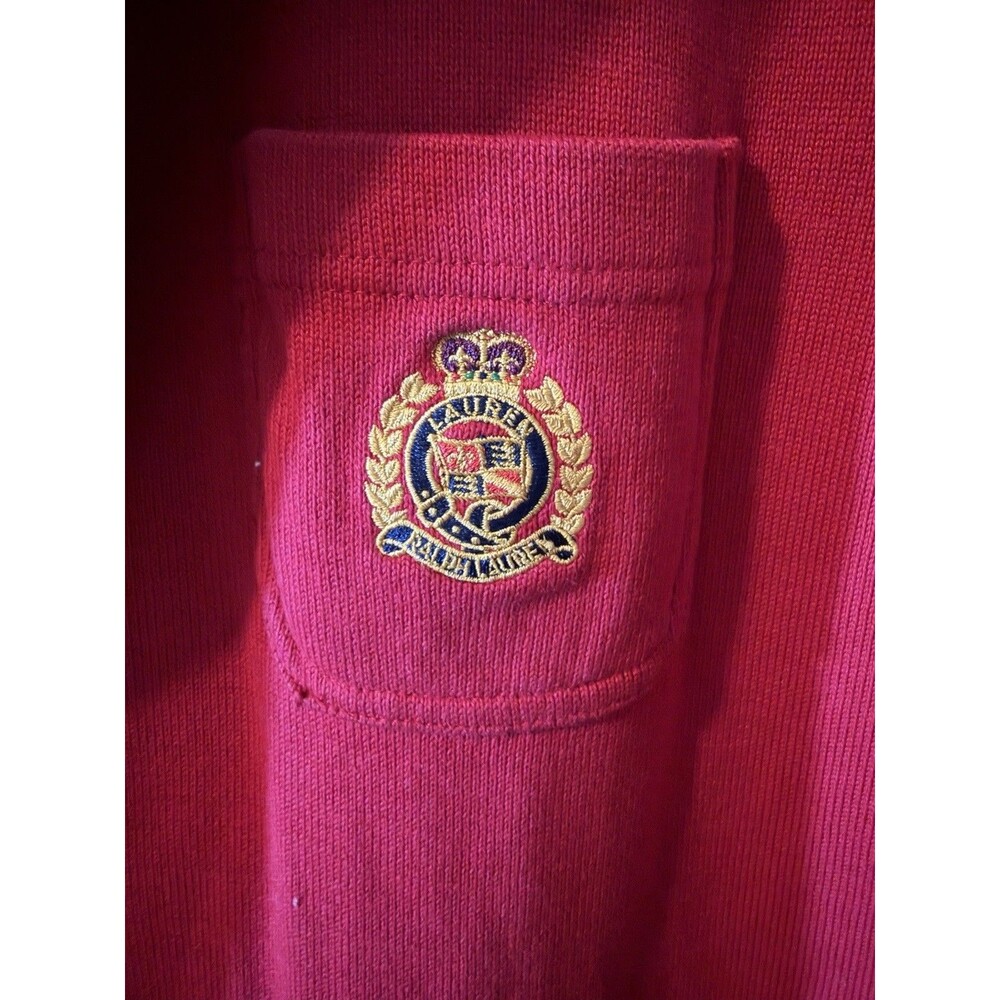 Lauren Ralph Lauren Royal Crest Sweater Cardigan PETITE Large PL Vintage - Picture 3 of 11